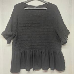 Torrid Black Peplum Chiffon Smocked Top